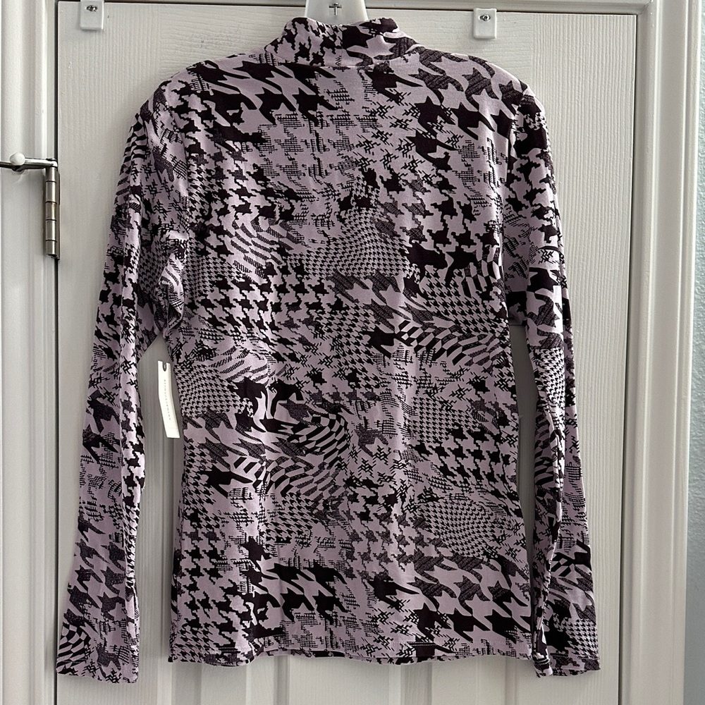 Anthropologie Maeve Purple Houndstooth Long Sleeve Turtleneck Top NWT Women’s M - Picture 5 of 11